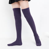 Winter Thick Knit Thigh High Socks Long Stockings Boot Solid Color Thigh High Socks Thick below the Knees Women's Stockings