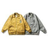 Yellow Varsity Jacket Spring Men's Casual Jacket Campus Fresh Knitted Jacket