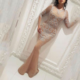 Bohemian Coachella Outfits Sexy Bronzing Long Sleeve Ball Gown Dress