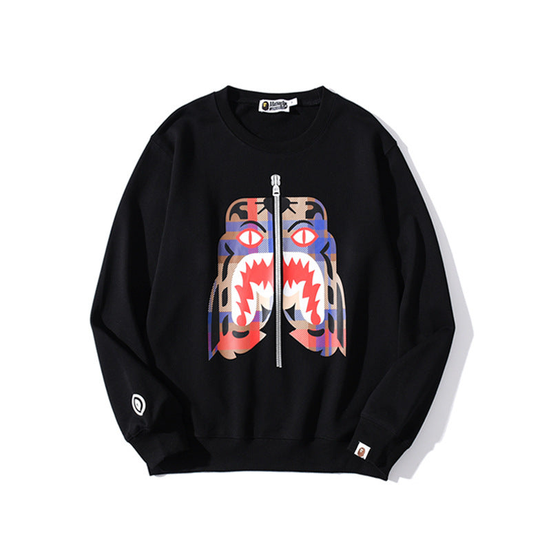 WGM Closing Tiger Head Printed Pullover Sweatshirt round Neck