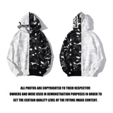 Shark Print Jacket Shark Head Black And White Luminous Coat