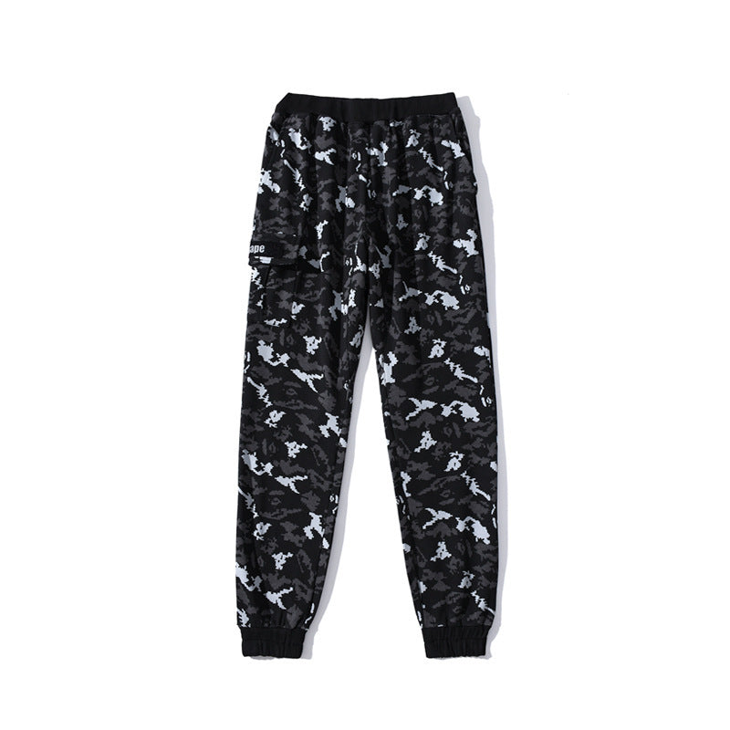 Shark Print Pant Digital Pixels Cotton Men'S And Women'S Same Camouflage Casual Trousers