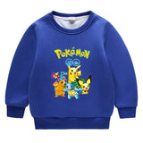 Children Pokemon Pikachu Hoodie Autumn and Winter Clothing Children's Fleece-Lined Sweater Double Layer Thickened Coat Top