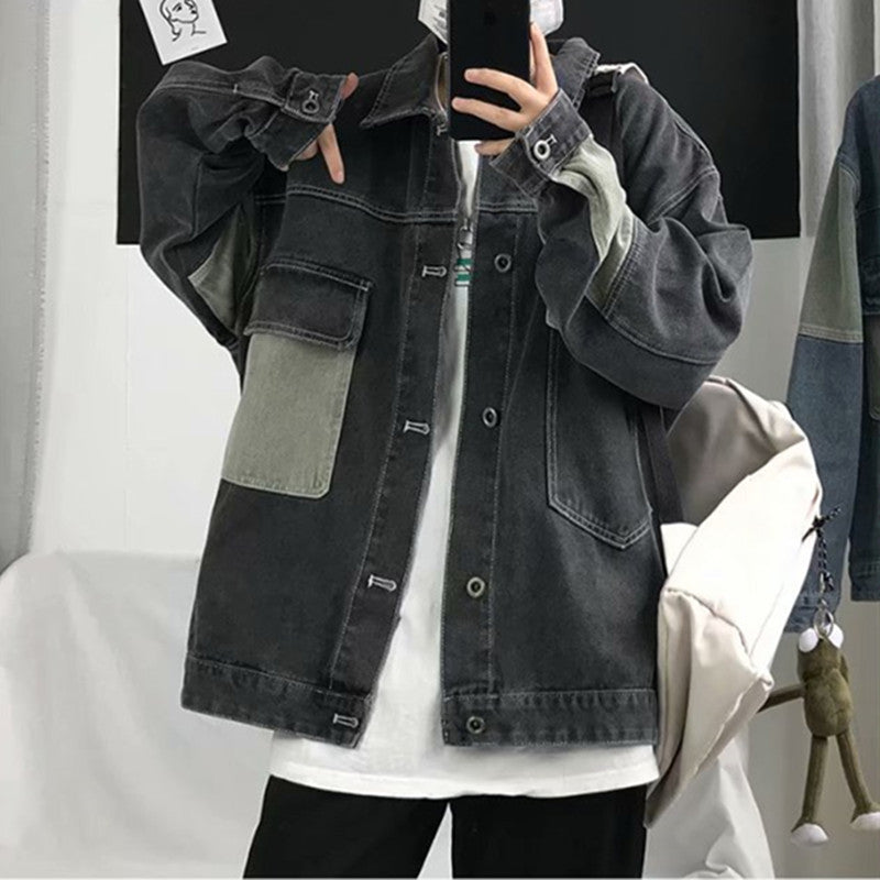 Men Denim Jacket Spring and Autumn Retro Loose Casual Jacket