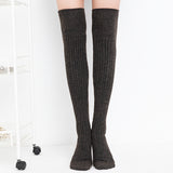 Winter Thick Knit Thigh High Socks Long Stockings Boot Thread Knitted Solid Color Stockings Bunching Socks