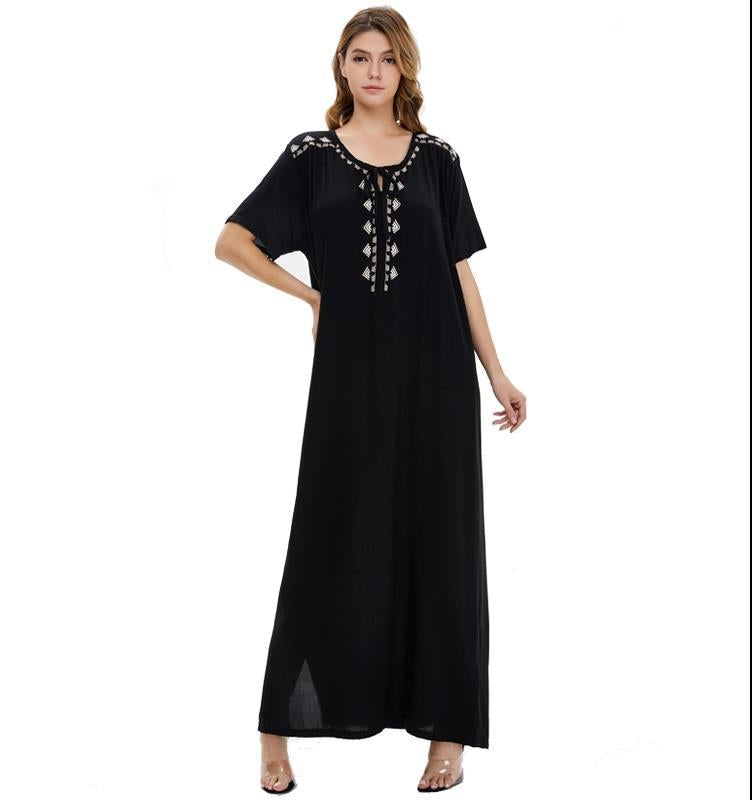 Muslim Women Stylish Kashibo Abaya Muslim Ladies Long Gown Islamic Clothing Jilbab Jalabiya Black Loose Dress
