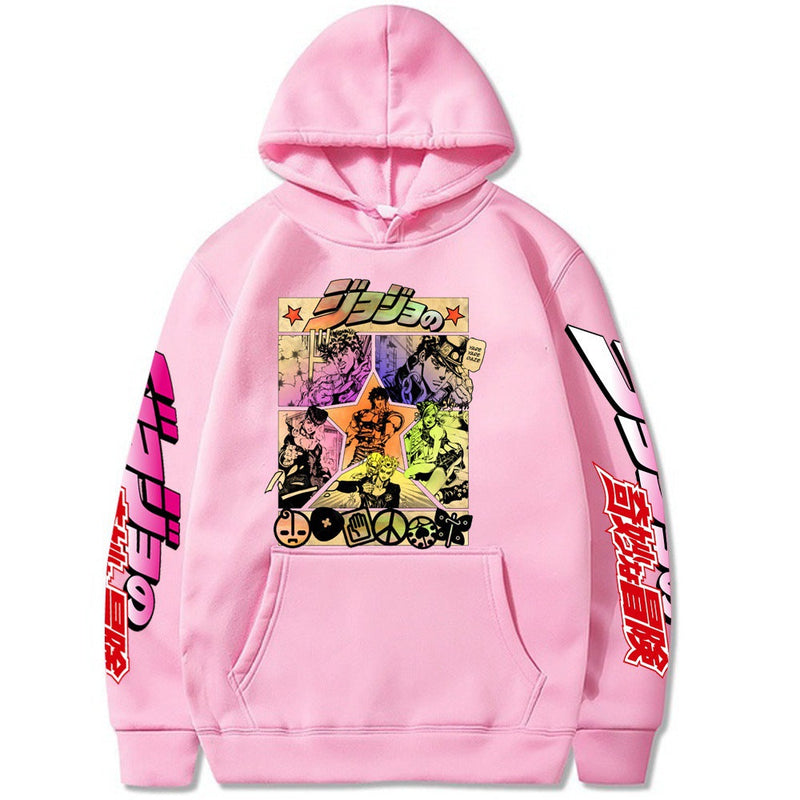 JoJo's Bizarre Adventure Dressing Printing Velvet Padded Hooded Sweatshirt