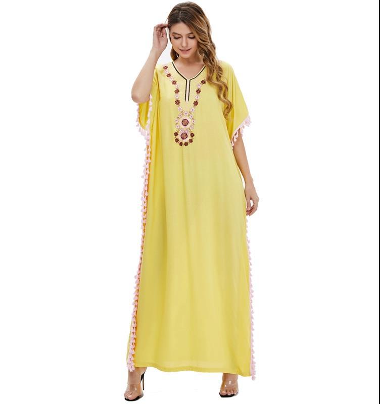 Muslim Women Stylish Kashibo Abaya Muslim Ladies Long Gown Islamic Clothing Jilbab Jalabiya Print Plus Size Loose Maxi Dress