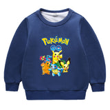 Children Pokemon Pikachu Hoodie Autumn and Winter Clothing Children's Fleece-Lined Sweater Double Layer Thickened Coat Top