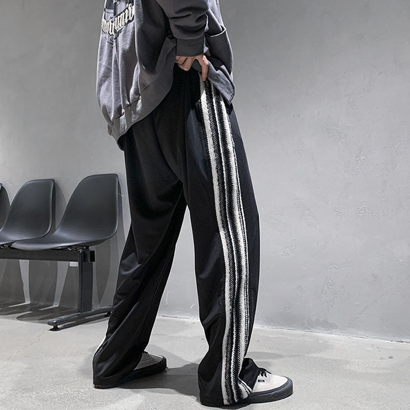 Kanye West Sunday Service Pant Knitted Edge Striped Loose Wide-Leg Straight Pants