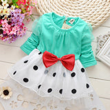 Girl Dress Autumn Polka Dot Bow Children's Dress