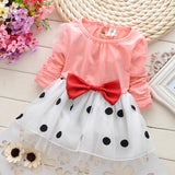 Girl Dress Autumn Polka Dot Bow Children's Dress