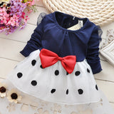 Girl Dress Autumn Polka Dot Bow Children's Dress