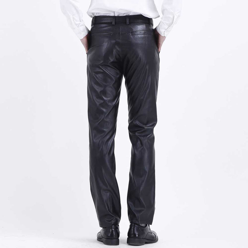 Men's Leather Pants Summer Men's Thin Casual Pants Loose Elastic PU Leather Pants