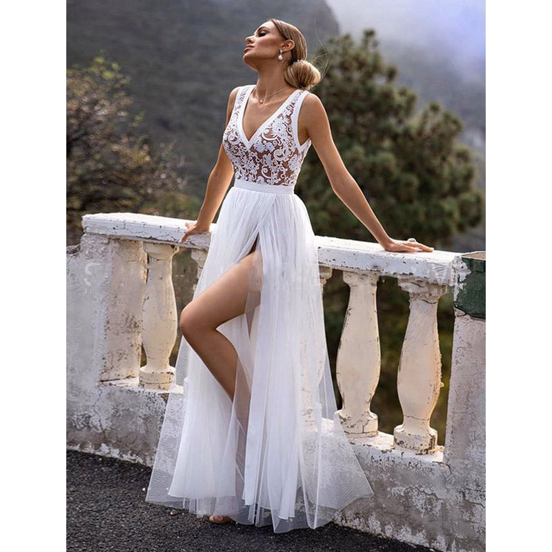 See through Wedding Dress Fashion Princess Large Swing Evening Dress