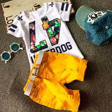 Children Boy Co Ord Summer round Neck T-shirt Ripped Shorts 2 Piece Set