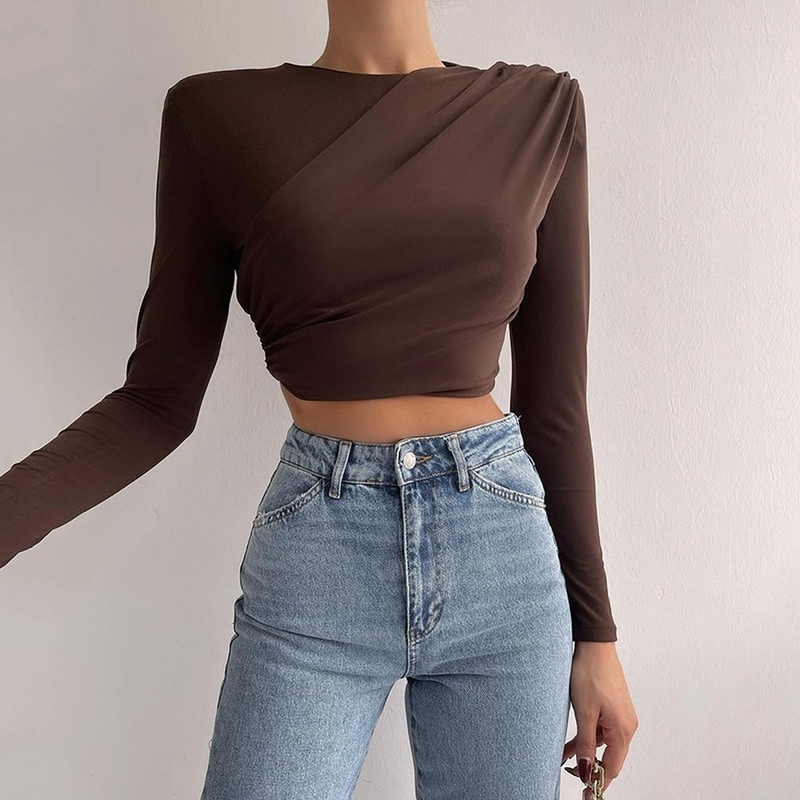Maddy Euphoria Outfits Autumn and Winter round Neck Top Fashion Sexy Long Sleeve T-shirt