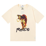 Rhude T Shirt Tiger HD Printed Heavy Weight Cotton Men and Women