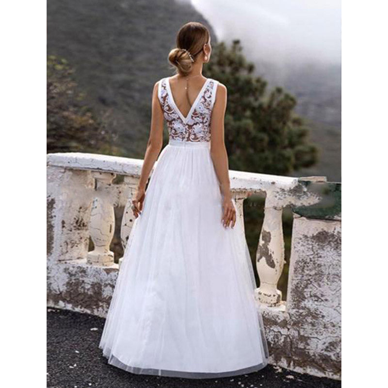 See through Wedding Dress Fashion Princess Large Swing Evening Dress