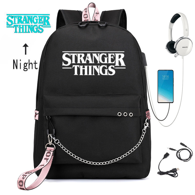 Stranger Things Backpack Backpack USB Charging Backpack Schoolbags for Boys and Girls