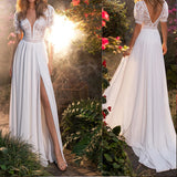 See through Wedding Dress Women's Wedding Dress Evening Dress Sexy Lace Split Dress