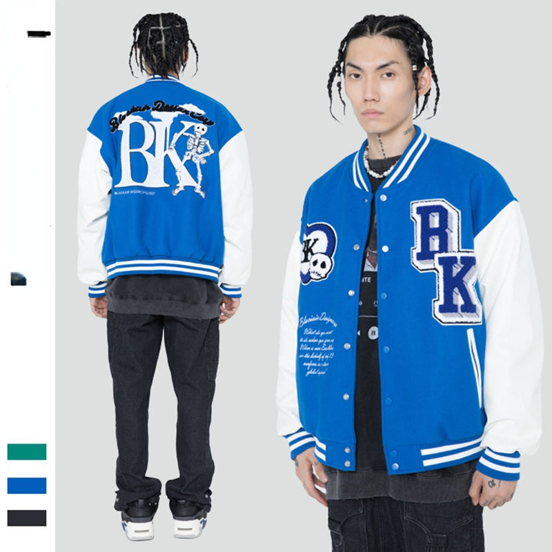 Alaska Varsity Jacket Vintage Multi-Color Coat Embroidered Men's Baseball Uniform