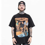 Oversized 90S T Shirt Hip Hop Rap Dark Style Character Printed Short Sleeve T-shirt Men and Women