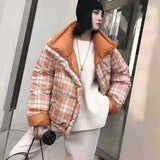 Women Winter Coats Puffer Jacket Down Coat Winter Plaid Stand-up Collar Down Jacket Female Thick White Duck Down