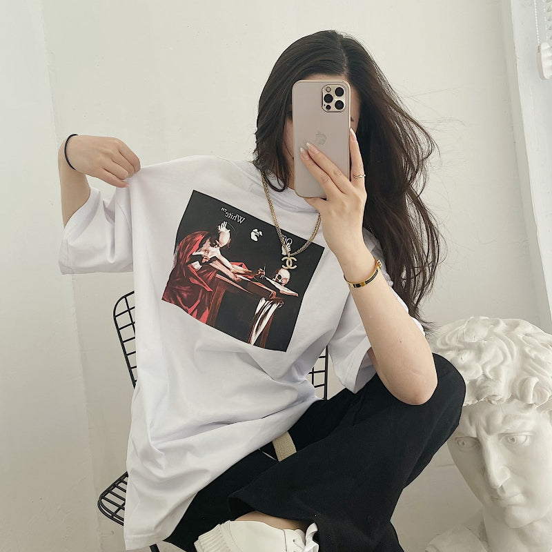 Caravaggio T Shirt Caravaggio Classic Oil Painting T-shirt Casual Fashionable