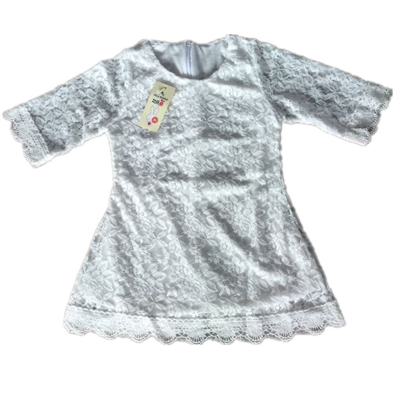 Girl Dress Summer White Half Sleeve Lace Dress
