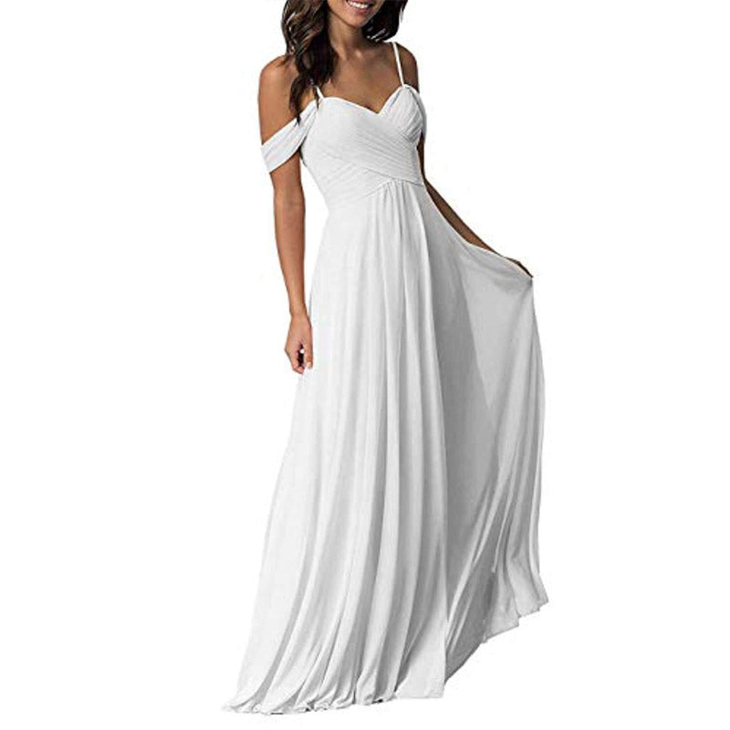 Mauve Dress Bridesmaid Dress Chiffon Sisters Long Dress Slimming And Shoulder Hollow Girlfriends Evening Dress