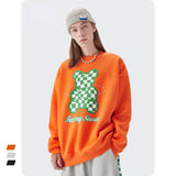 Preppy Aesthetic Sweatshirt Men's Autumn Green Printing round Neck Couple Wear