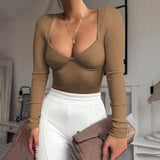 Maddy Euphoria Outfits Women's Bottoming Shirt T-shirt Long Sleeve Square Collar Jumpsuit