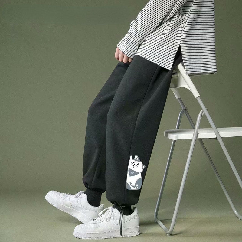 Men Pants Summer Loose Casual Pants Black Trousers