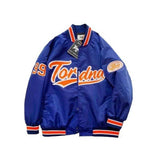Orange Varsity Jacket Vintage Embroidered Baseball Uniform Street Jacket Winter Coat for Men and Women
