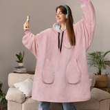 Hoodies Blankets Autumn and Winter Solid Color Plaid Lazy Blanket Multi-Pocket Leisure