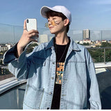 Men Denim Jacket Spring and Autumn Denim Jacket Men's Lapel Retro Loose