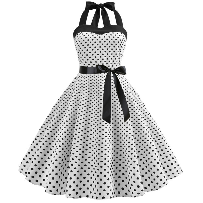 1920S Dress Polka Dot Tube Top Dress Retro Wide Hem Skirt