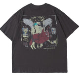 Saint Michael T Shirt Oil Painting Retro Fog Loose-Fitting Pure Cotton T-shirt