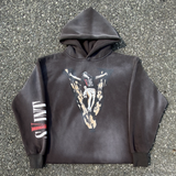 Saint Michael Hoodie Vlone Distressed Graffiti Hooded Fleece Lined Sweater
