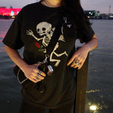 Gallery Dept Skull Print Distressed Men's and Women's Short-Sleeved T-shirt
