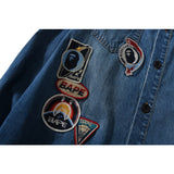 Shark Print Jacket Men And Women Casual Plus Size Coat High Quality Denim Shirt