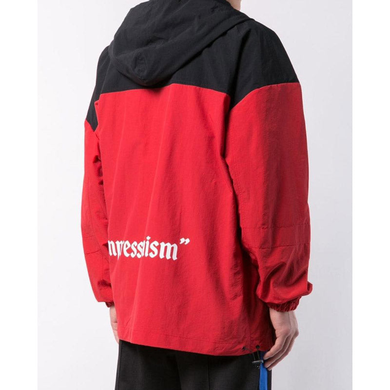 OW Red and Black Stitching Loose Men's and Girls' Zipper Shell Fashionable Jacket jacket