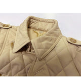 Slim Fit Tied Double Breasted Diamond Lattice Long Cotton Coat Coat