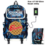 Stranger Things Backpack Printed Backpack USB Charging Schoolbag Computer Bag