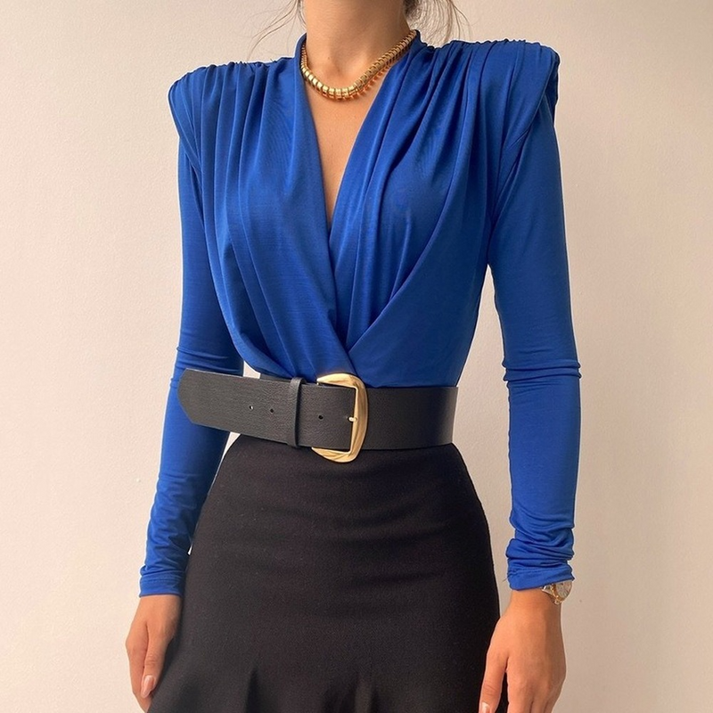 Maddy Euphoria Outfits Women's Autumn and Winter Sexy V-neck Long Sleeve Bottoming Shirt