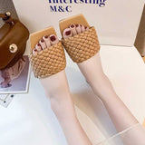 Women Open Toe Sands Flats Plus Size Square Toe Flat Bottom Flip Flops Fashion Casual Beach Shoes