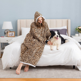 Hoodies Blankets Leopard Print Lazy Blanket Lamb Wool