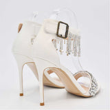 Nude Heels for Wedding White Sandals