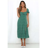 Milkmaid Vintage Dress Summer Printed Short Sleeve Midi Summer Dresses
